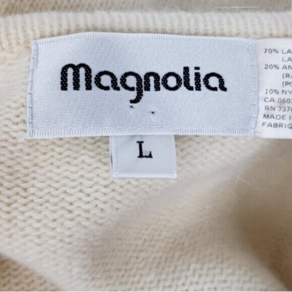 Vintage Lambswool Angora Open Cardigan Sweater Faux Leather Details with Bead… - Picture 8 of 15